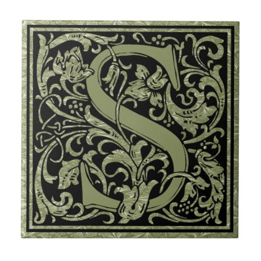 文字Sの最初の文字のモノグラム タイル (正面)