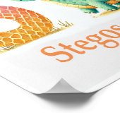 文字S、恐竜アルファベット水彩画ポスター ポスター (角)