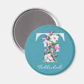 文字T |名前 |フローラホワイトメタリックモノグラムM マグネット (正面/裏面)