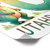 文字U、恐竜アルファベット水彩画ポスター ポスター (角)