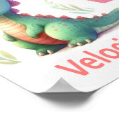 文字V、恐竜アルファベット水彩画ポスター ポスター (角)