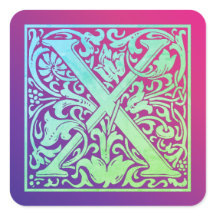 文字Xヴィンテージカラフル最初の文字のグラデーション