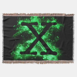 文字X緑アルファベット スローブランケット