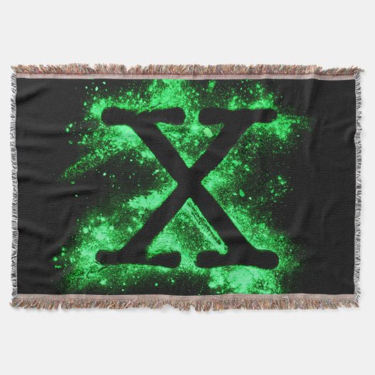 文字X緑アルファベット スローブランケット (正面)