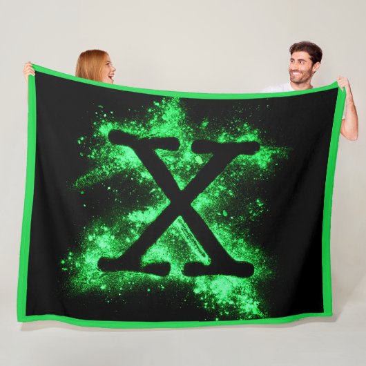 文字X緑アルファベット フリースブランケット (インサイチュ)