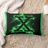 文字X緑アルファベット ランバークッション (ブランケット)