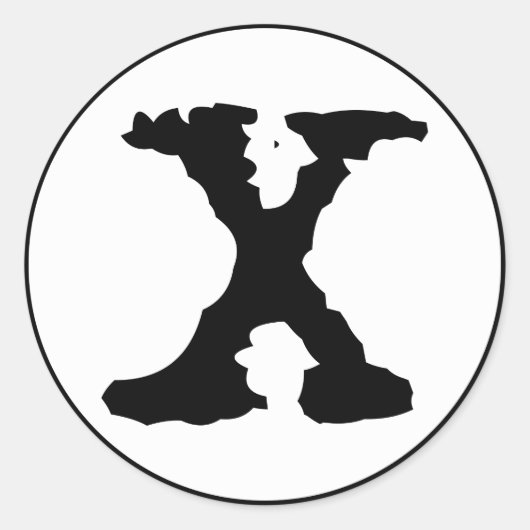 文字X ラウンドシール (正面)