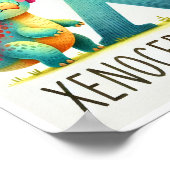 文字X、恐竜アルファベット水彩画ポスター ポスター (角)