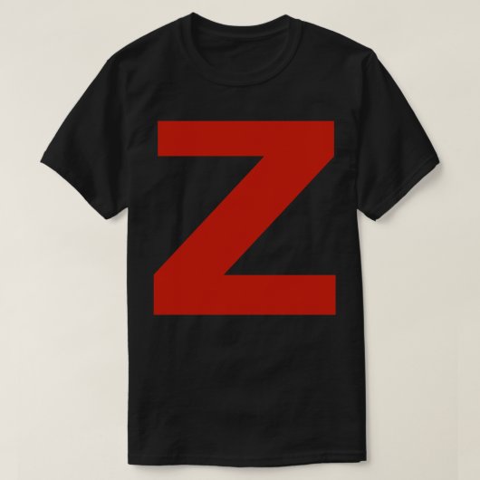 文字zの赤文字ミニマルタイポグラフィ tシャツ (デザイン正面)
