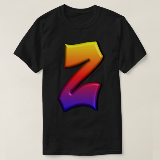 文字Z、グラフィティカラフルアルファベットZ Tシャツ (デザイン正面)