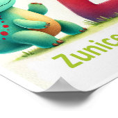 文字Z、恐竜アルファベット水彩画ポスター ポスター (角)