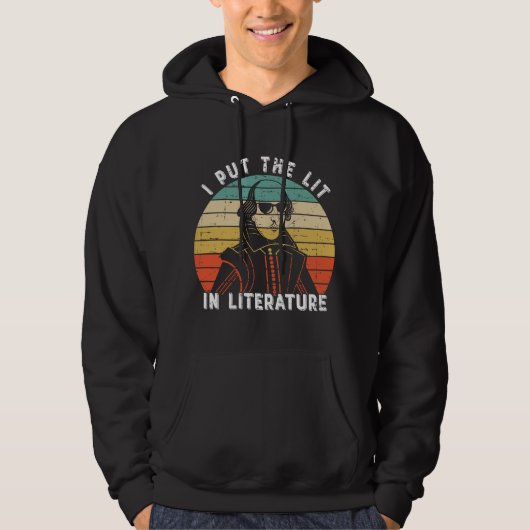 文学にLitを入れた - ウィリアム・シェイクスピア おもしろTシャツ パーカ (正面)