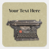 文学をテーマにしたヴィンテージブラックタイプライターTan スクエアシール (正面)