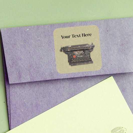 文学をテーマにしたヴィンテージブラックタイプライターTan スクエアシール