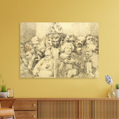 文学キャラクターがメダリオンのまわりにを結成 キャンバスプリント (インサイチュ (リビング))