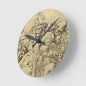 文学キャラクターがメダリオンのまわりにを結成 ラウンド壁時計 (傾斜)