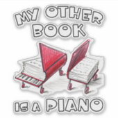 文学愛好家のための車輪のスケッチされたピアノ本 シール (正面)