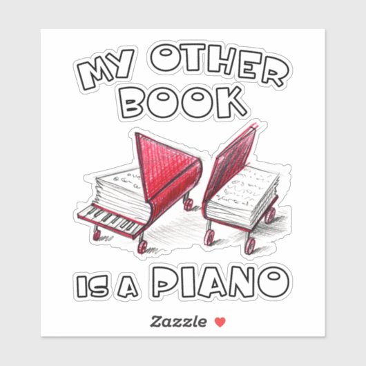 文学愛好家のための車輪のスケッチされたピアノ本 シール (シート)