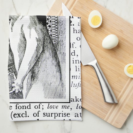 文学的な猫の愛書家のふきん キッチンタオル (四つ折り)