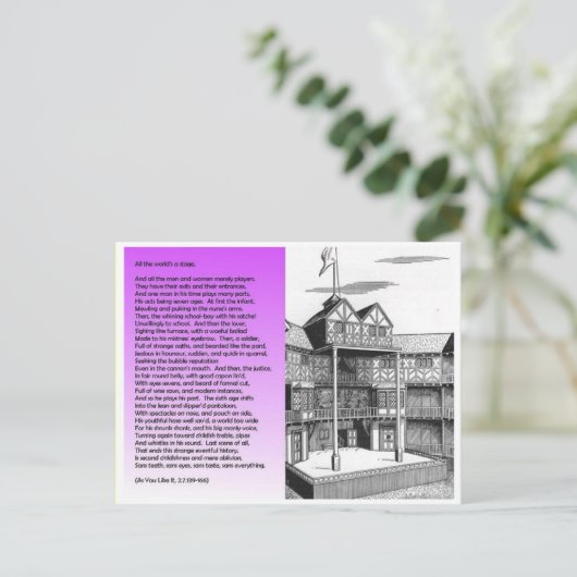 文学，シェイクスピア，世界のステージ ポストカード (スタンド正面)