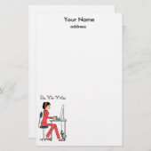 文房具か赤を書く彼女+ブルネット 便箋 (正面/裏面)