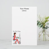 文房具か赤を書く彼女+ブルネット 便箋 (スタンド正面)