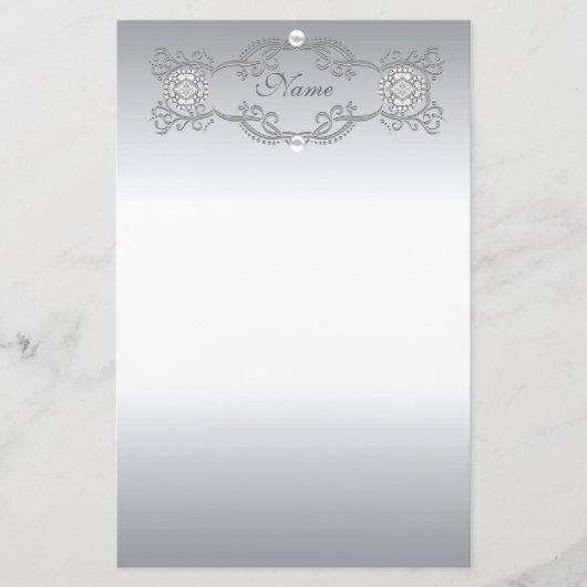 文房具のクロム銀の真珠 便箋 (正面)