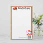 文房具のテンプレートのシーフードのレストラン 便箋 (スタンド正面)