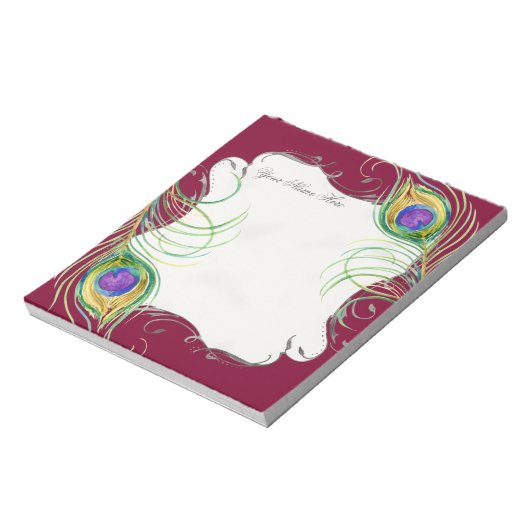 文房具のノートを結婚する孔雀の羽nの渦巻 ノートパッド (回転)