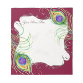 文房具のノートを結婚する孔雀の羽nの渦巻 ノートパッド (正面)