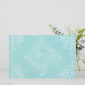 文房具のペーパーヴィンテージの表紙の氷った水の青 便箋 (スタンド正面)