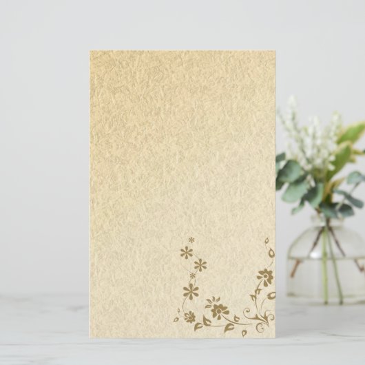 文房具の古い紙金ゴールドフローラ 便箋 (スタンド正面)