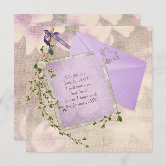 文房具の白いフローラ結婚の枝 招待状 (正面/裏面)