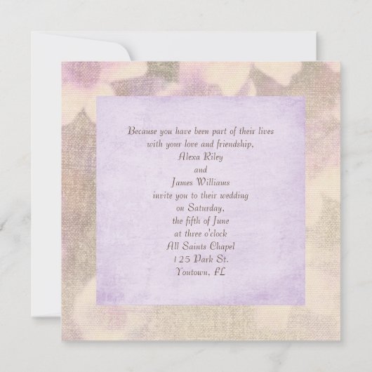 文房具の白いフローラ結婚の枝 招待状 (裏面)