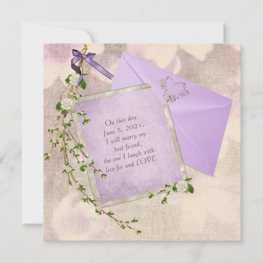 文房具の白いフローラ結婚の枝 招待状 (正面)