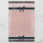 文房具アンティーク旧紙ピンクブラック弓 便箋 (正面)