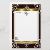 文房具エレガント金ゴールドホワイトブラックエリート 便箋 (正面/裏面)