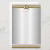 文房具エレガント金ゴールド銀白色パール 便箋 (正面/裏面)