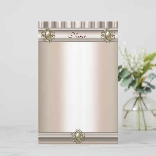 文房具シルクベージュパールジュエル 便箋 (スタンド正面)