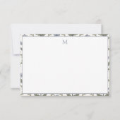 文房具ノートカードブルー&グリーン花柄 ノートカード (正面)