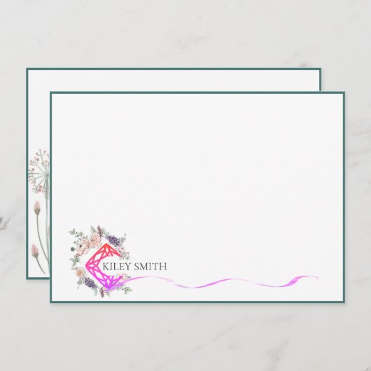 文房具パーソナライズされたエレガントモダン植物学 サンキューカード (正面/裏面)