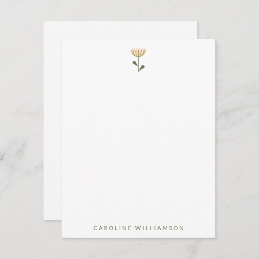 文房具パーソナライズされたミニマルフローラスタイリッシュ ノートカード (正面/裏面)