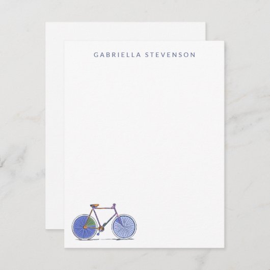 文房具パーソナライズされたミニマル自転車サイクリング ノートカード (正面/裏面)