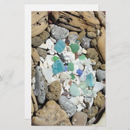 文房具ビーチコンバーズブルーシーガラス化石 便箋 (正面/裏面)