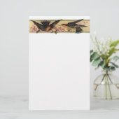 文房具ピンク色の花ヴィンテージ 便箋 (スタンド正面)