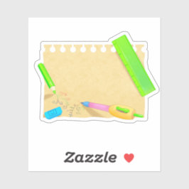 文房具付き明るいスクラップブックの古い紙 シール