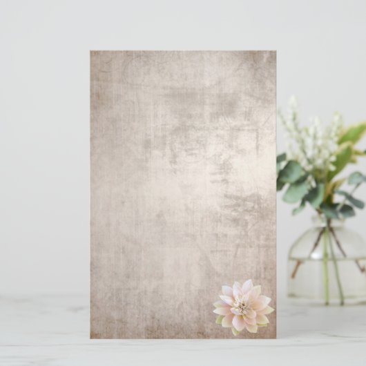 文房具古い紙ピンク蓮の花 便箋 (スタンド正面)