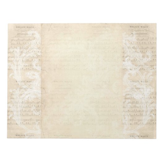 文房具紙ヴィンテージミュージックシートクリーム赤面 ノートパッド (正面)