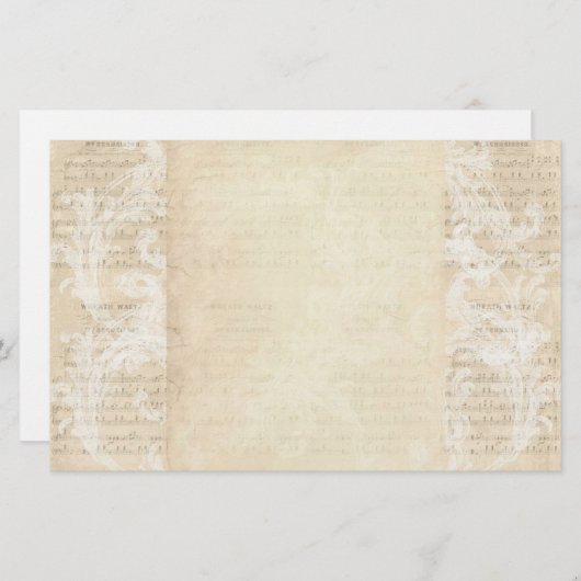 文房具紙ヴィンテージ楽譜シートクリーム赤面 便箋 (正面/裏面)