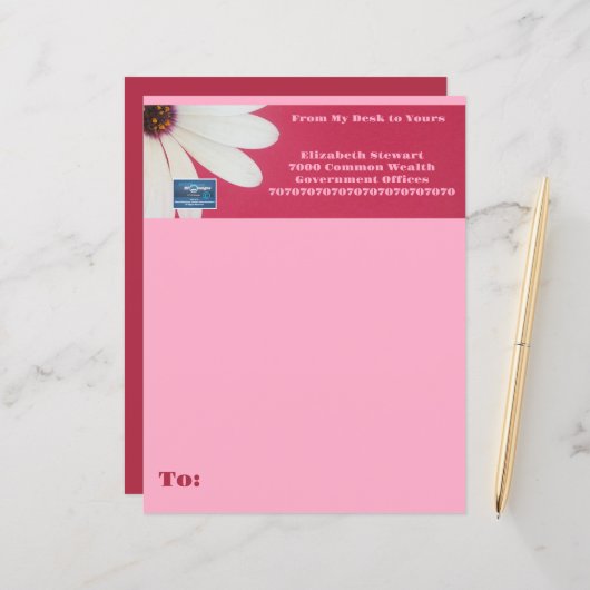 文房具紙(ピンクデイジーB) RFPMDesigns ©️ 2024 (正面/裏面インサイチュ)